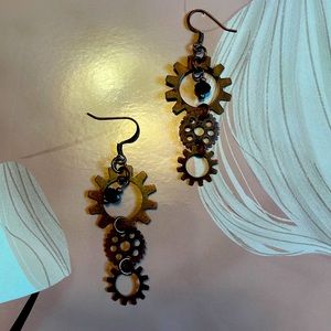 Bronze steampunk earrings 2 1/2” long